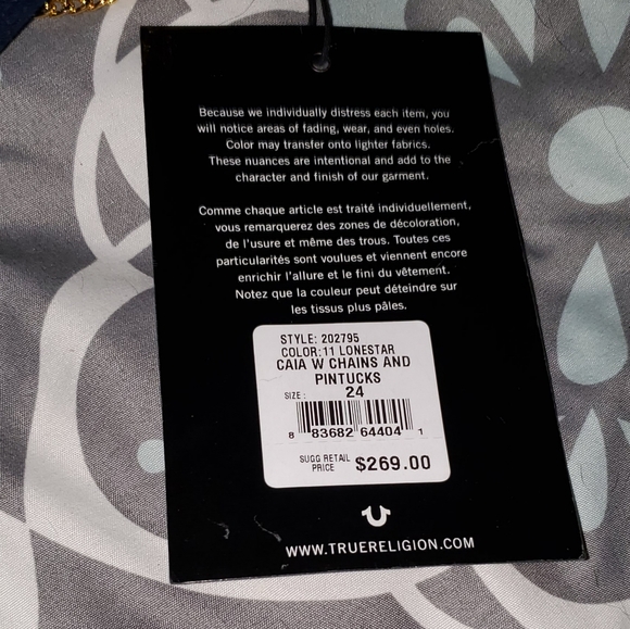 ๐ฅSOLD๐ฅTrue Religion Caia Hi Rise w/Chain Belt - Picture 7 of 10